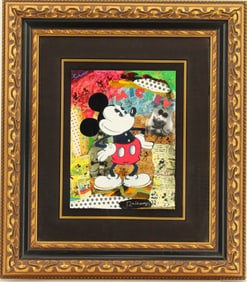 Nelson De La Nuez (Born 1941 in Havana) Cuban "Mickey Mouse" Original Mixed Media Pop Art Painting