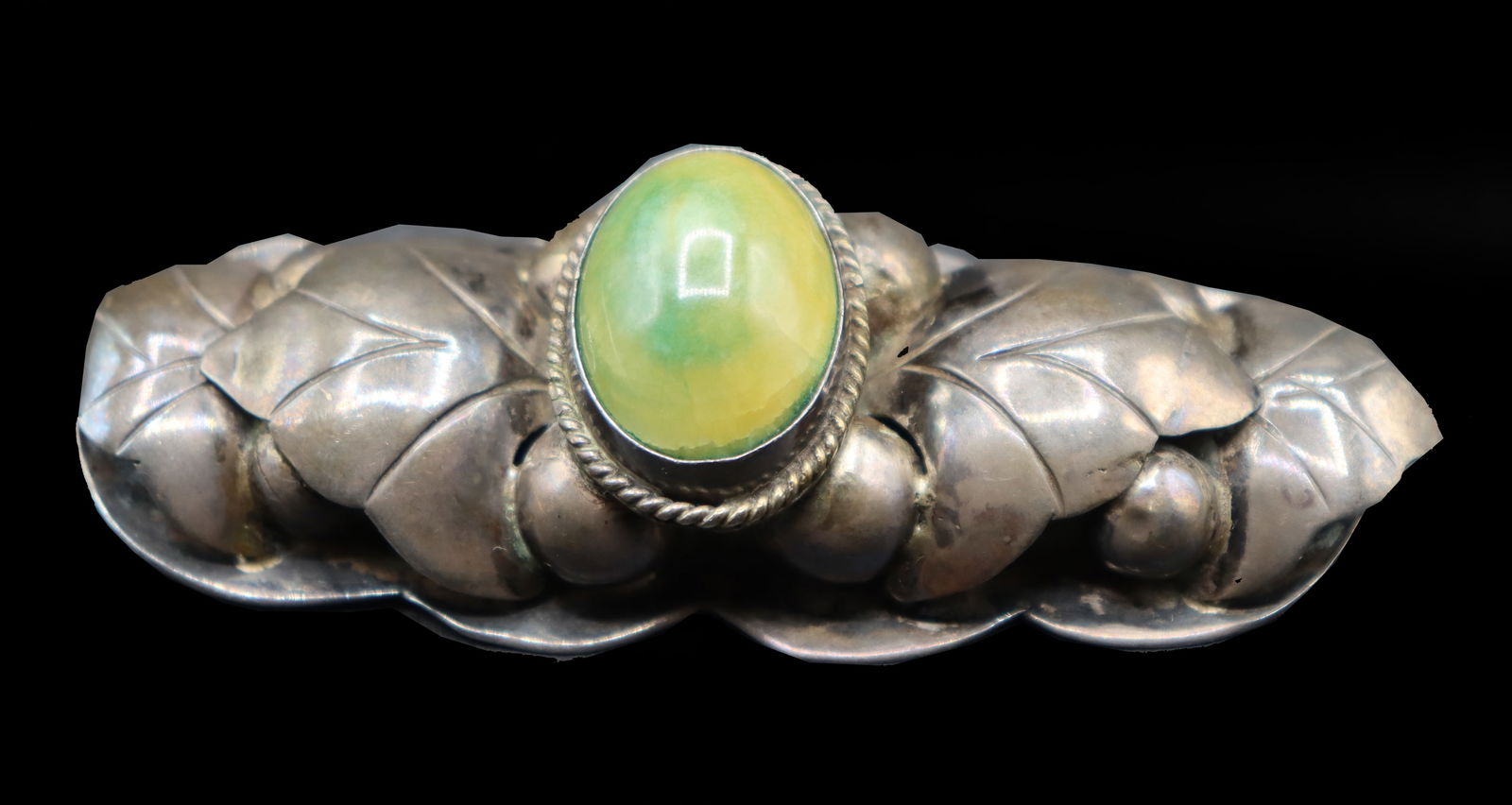 Vintage Mexican Silver & Glass Brooch - 1.390 ozt. (1 of 13)