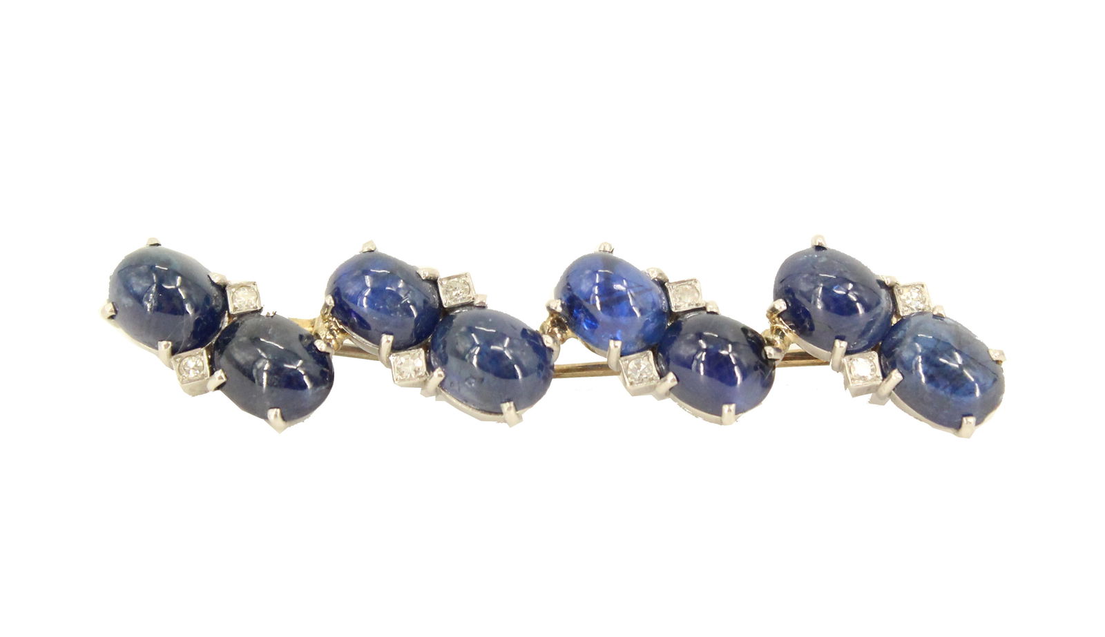 Blue Sapphire, Diamond, and Platinum Bar Pin - Gross 013.6 g. (1 of 11)