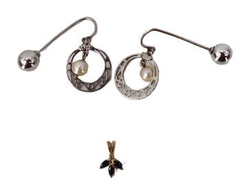 Pair of 14k Earrings and 1 14k Pendant - 4.6 g.