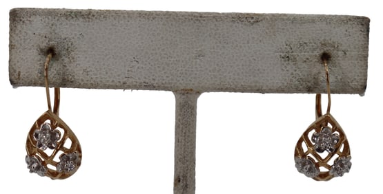 14k Drop Earrings With Diamonds - 3.3 g.