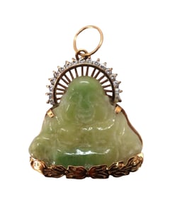14K Jade Buddha Pendant