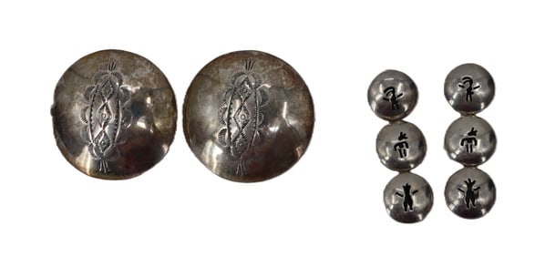 2 Pairs Of Sterling Native American Earrings - 1.480 ozt.