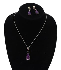 Marked 925 Silver Necklace And Matching Earrings - 0.53 ozt.