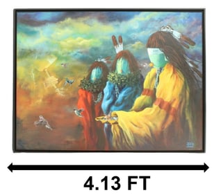 David K. John (Born 1963) Navajo, Yei Figures Acrylic on Canvas