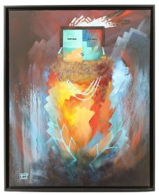 David K. John (Born 1963) Navajo, Abstract Yei Figure Acrylic on Canvas