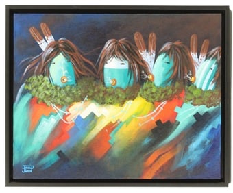 David K. John (Born 1963) Navajo, Yei Figures Acrylic on Canvas