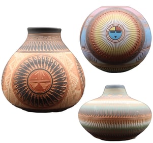 (3) Signed Navajo Pottery Vases by David Willie, Lori Smith, & E.M. Dine 1998