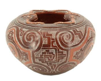 Brazillian Marajoara Pottery Vessel with Amphibious Motifs