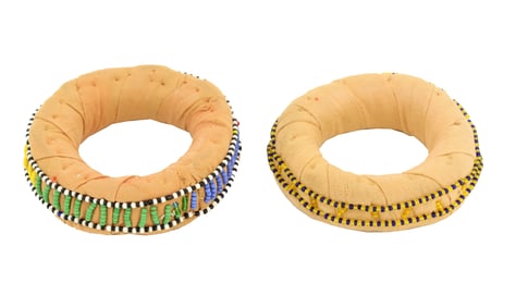 (2) Vintage Indian Handmade Beadwork Pot Stands