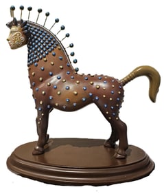 Sergio Bustamante (Born 1949) Mexican, Horse with Man's Face Wood Sculpture