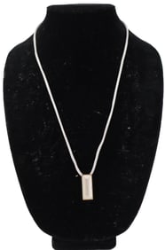 French Lalique Papillon Rectangular Crystal Pendant Necklace with Original Box