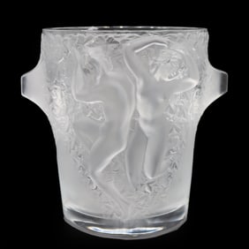 Rare French Lalique Ganymede Frosted Glass Ice Bucket