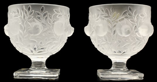 2 French Lalique Crystal Chalices