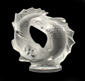 French Lalique Pisces Circle of Art Glass Fish