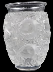 Rare Vintage French Lalique Bagatelle Flora and Fauna Crystal Vase