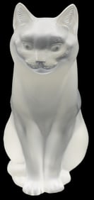 French Lalique Crystal "Chat Assis" Sitting Cat Sculpture