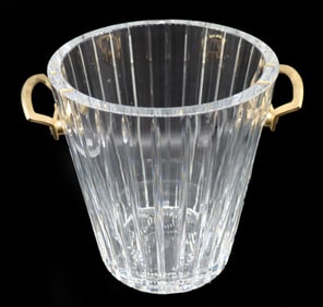 Baccarat Crystal "Harmonie" Champagne Ice Bucket with Brass Handles
