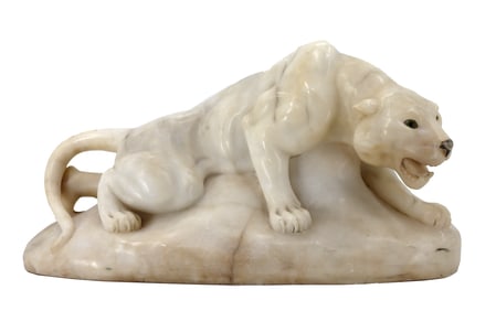 Marble Tiger Statue Lamp