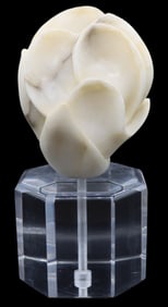 Abstract Carved Marble Sculpture on Octagonal Acrylic Base