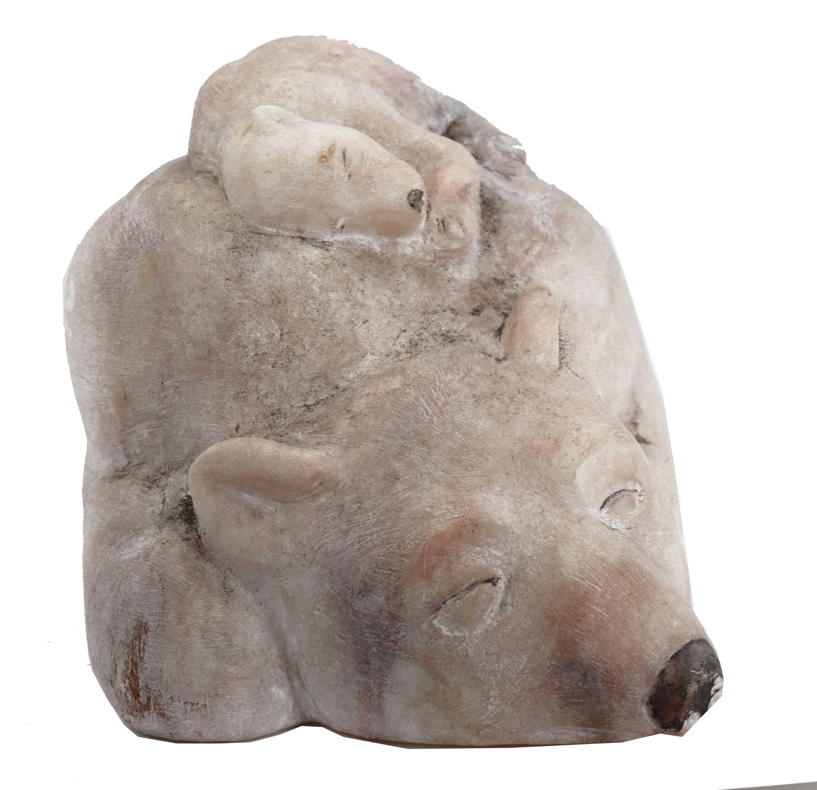 Douglas L McIlvain (1923-2021) American, Marble Polar Bear with Cub (1 of 12)