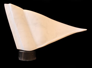 Bolick (21st Century) Carved White Marble Sculpture "Grounded Flight"