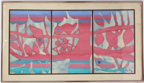 Richard Oxley (1915-2002) American, Mixed Media Triptych Painting
