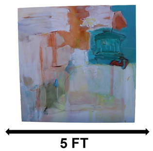Terrell James (Born 1955) American, Large Abstract Oil on Canvas: Terrell James (born 1955) American, Large Abstract Oil on Canvas. Label on stretcher with attribution, date of 2007, and title: "Temple (for R.P.)" Title, date, and signature written in pen