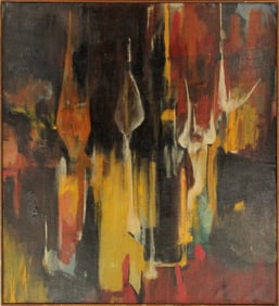 George Ball (20th Century) American, 1950s Abstract Oil on Canvas Painting