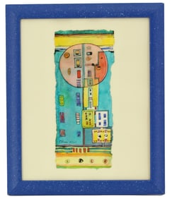 Obrero (20th/21st Century) Abstract Watercolor City Scene