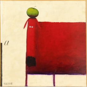 Daniel Kessler (20th Century) American, Original Acrylic on Canvas Painting "Red Dog" (William