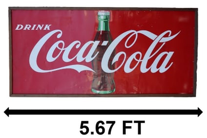 Large Vintage Coca Cola Sign In Wooden Frame