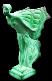 Malachite Glass 'Spirit of Ecstasy' Based on Flying Lady Rolls Royce Hood Ornament