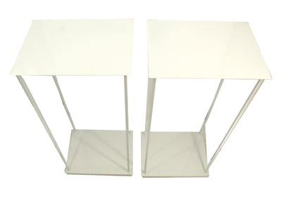 Pair of White Modern Vertical Stands / Pedestals