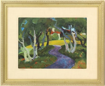 Belinda Vidor (1894-1982) American, Monterey Cypress Oil on Canvas Painting Signed