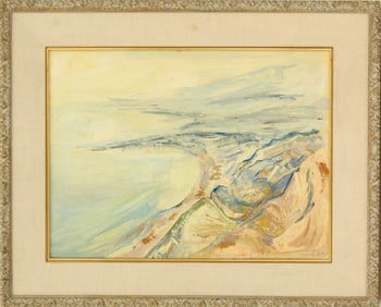 Harriet Fitzgerald (1904-1984) American, Oil Painting 1959 Modernist Coastal Landscape