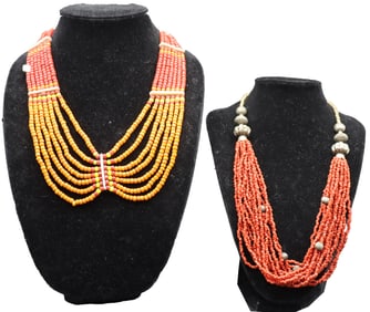 2 Multi-Strand Beaded Necklaces