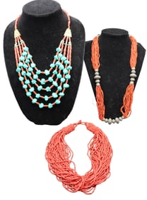 3 Multi-Strand Beaded Necklaces