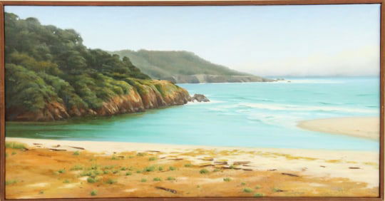 Suzanne Siminger (20th/21st Century) American , Oil on Canvas Painting "Mendocino: Big River"