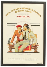 Robert Redford and Paul Newman Signed and Framed Large Film Poster for "The Sting"