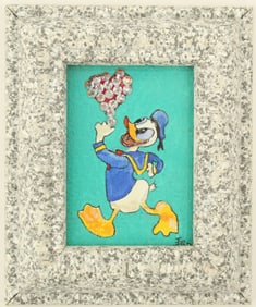 Iris Daniels (1959-2024) German, Small Oil on Board Illustration of Donald Duck