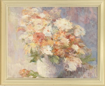 Chris Benvie (1919-1995) American, Oil on Board Floral Still Life