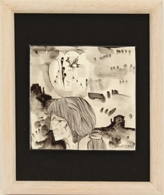 Amado Maurilio Pena Jr. (Born 1943) American, Framed Painted Ceramic Tile