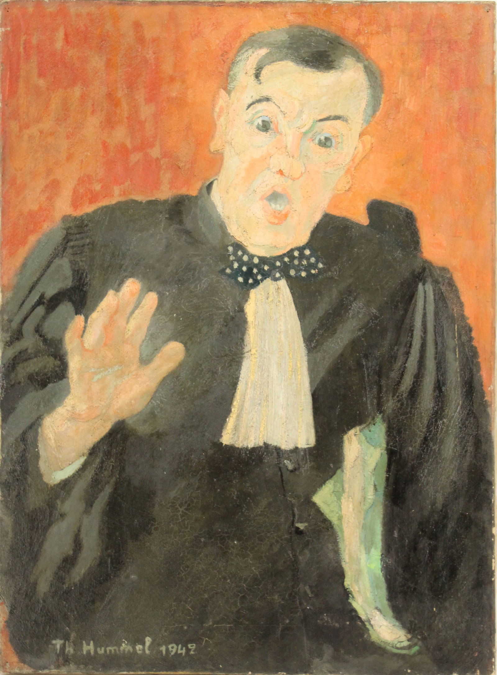 Therese Hummel (1911-1999) French, Oil on Canvas "L'Avocat Du Diable" (Devil's Advocate) (1 of 19)