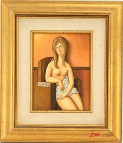 Joan Wilkie (Born 1963) Australian, "Petite Nue" Original Painting on Panel