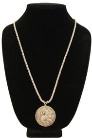 Sterling Chain With Sterling Lion Pendant - 2.250 ozt.