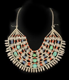 Silver, Coral, Turquoise Necklace - 11.23 ozt.