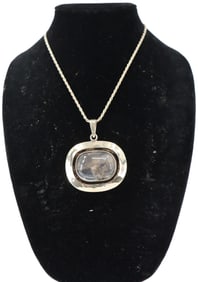 Handmade Signed Sterling Dendrite Necklace - 1.925 ozt.