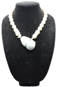 Handcrafted Sterling, Pearl, and Jade Necklace