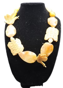 Handcrafted Sterling Necklace with Bone Beads and Animals